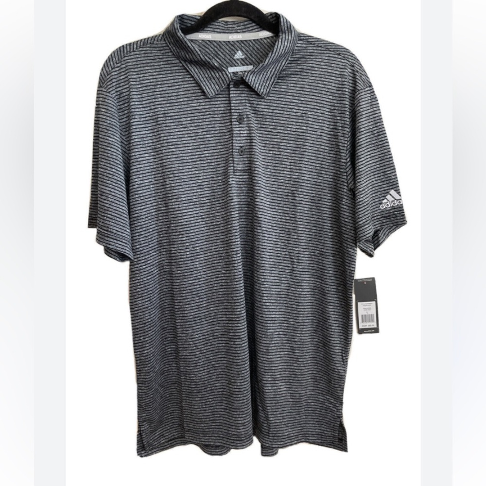 ADIDAS GOLF‎ Polo Shirt w/Pocket Gray-Black, UPF 30-50  Size 2XL